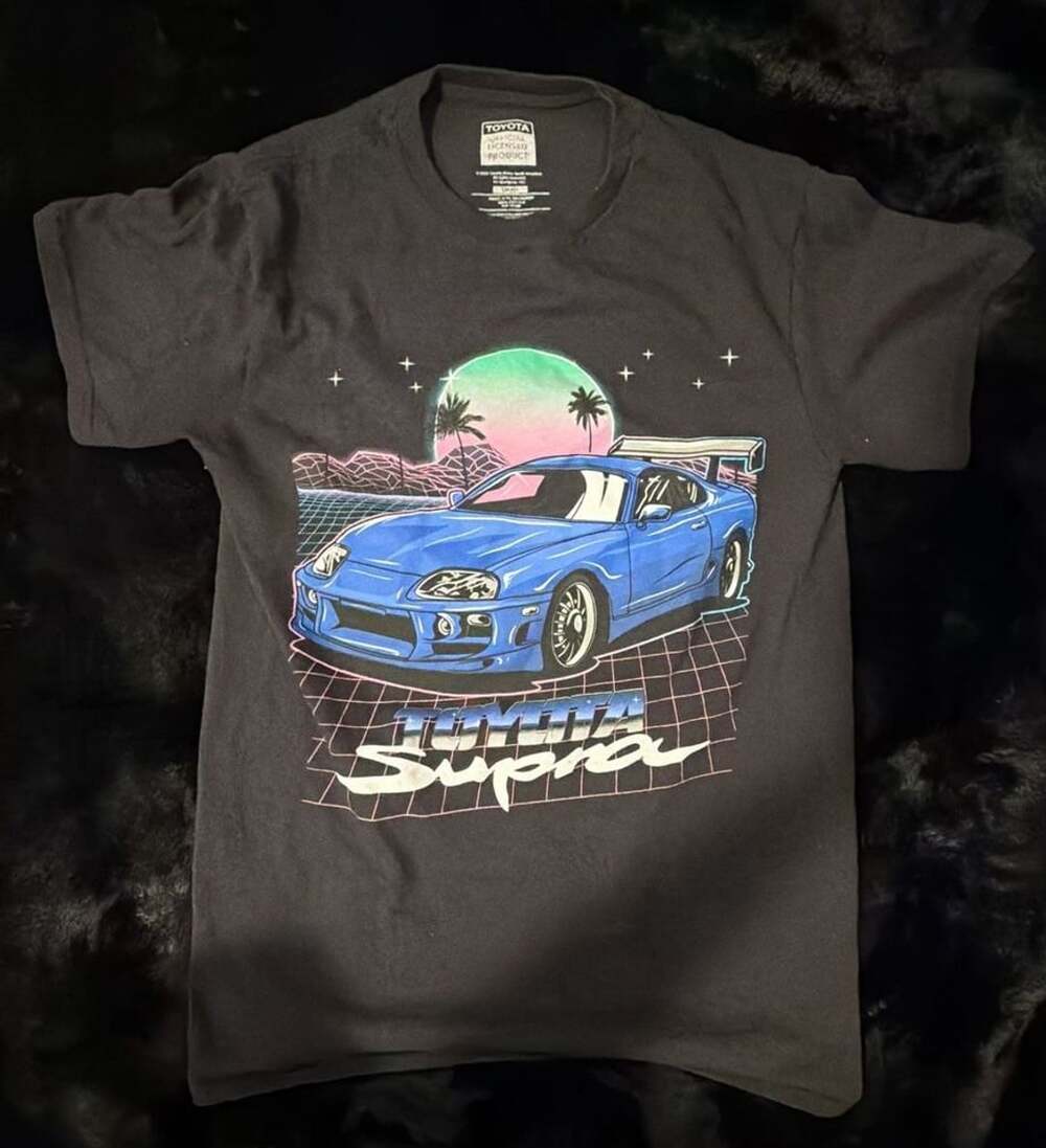 Toyota Supra Retro Graphic T-Shirt Black Size Small